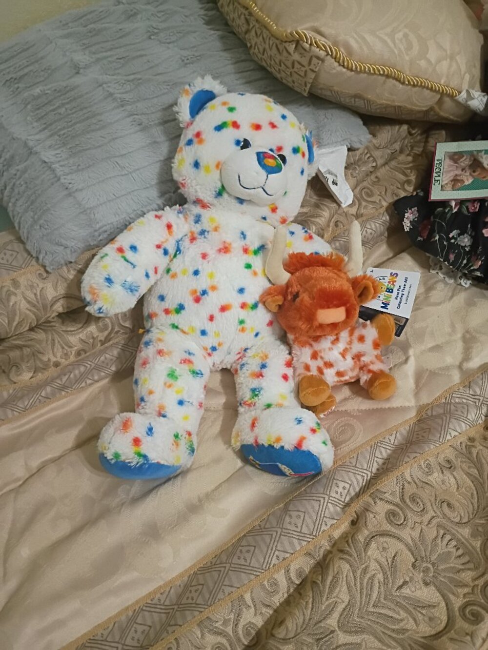 Build a bear blizzard and mini beans cow plush